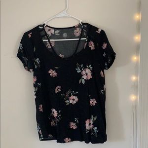 Black top & pink flowers from SO, size: S fits M